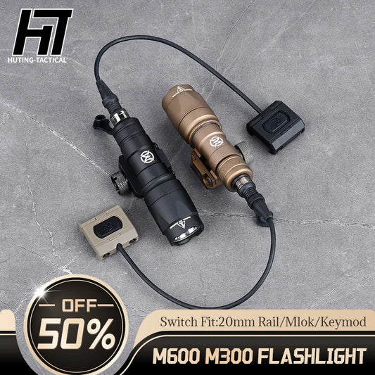 WADSN Tactical Surefir M600 M300 Airsoft Flashlight Scout Light modbutton switch Mlok Keymod Rifle White LED Hunting Weapon Lamp