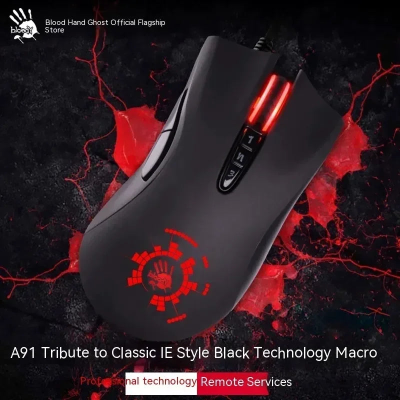 "A4tech Bloody A91 Wired Gaming Mouse | Instant Macro, Io1.1 Optical Engine, 8 Programmable Buttons"