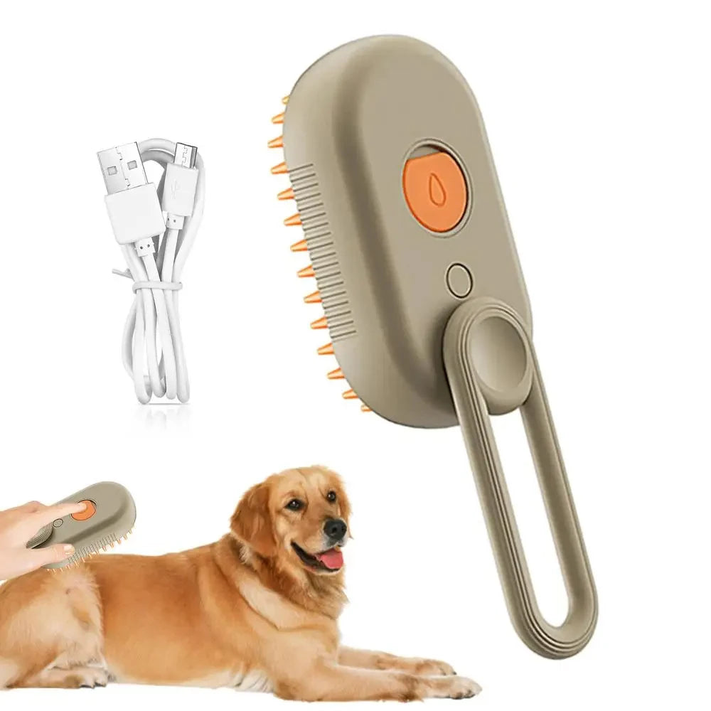 Steamy Dog Brush Electric Spray Cat Hair Brush 3 In1 Dog Steamer Brush For Massage Pet Grooming Removing Tangled And Loose Hair