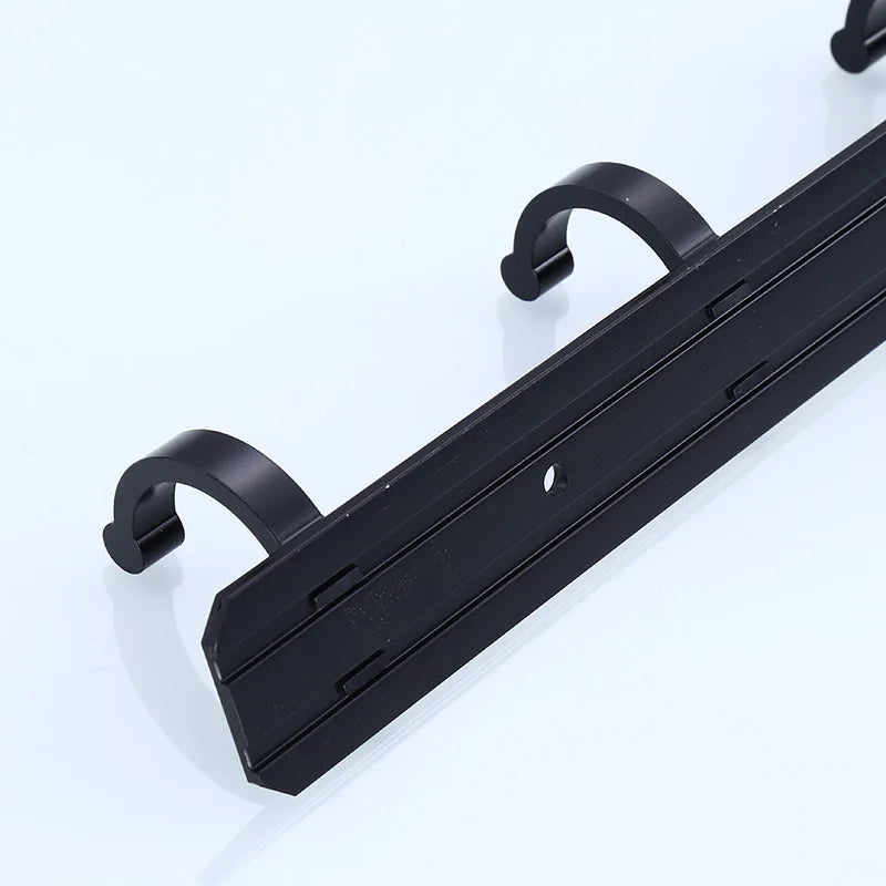 "Black Wall-Mounted Robe Hook | Creative Storage for Coats, Towels, Keys & More | 3-6 Hook Options for Bathroom & Kitchen"