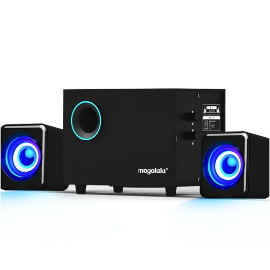 Computer Gaming Speakers PC Sound HIFI Stereo USB Wired With LED RGB Light Strong Bass 2.1 Boombox Wooden Bluetooth Subwoofer