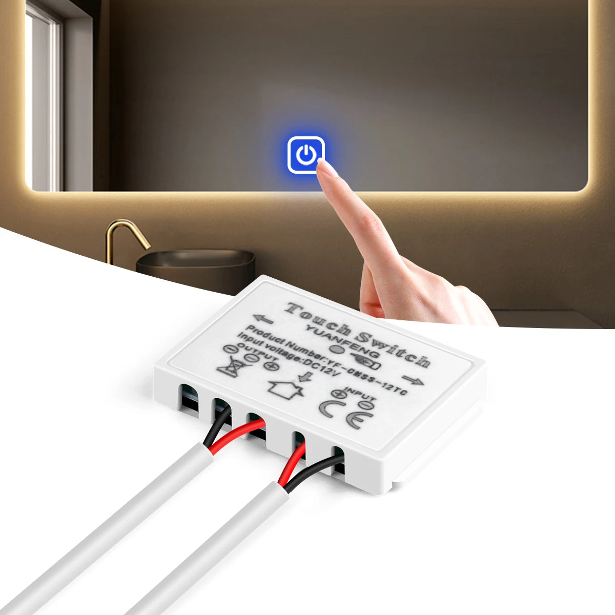 12V 5A Bathroom Mirror LED Dimmer Switch Capacitive CCT Adjustable Touch Sensor Switch For Mirror Light Backlight Decoration