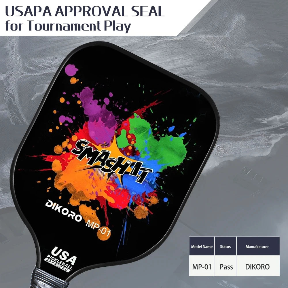 DIKORO Pickleball Paddle Graphite Textured Surface USAPA Compliant Includes 4 Balls Fiberglass Face Lightweight Pickleball Set