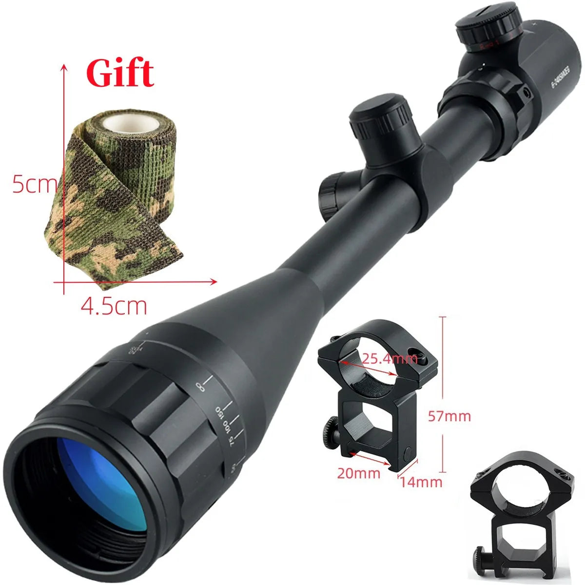 Optics 6-24x50 AOE Rifle Scope Hunting Riflescope Combo Optical Aim Collimator Tactical Gun Sight Red Green Reticle Telescope