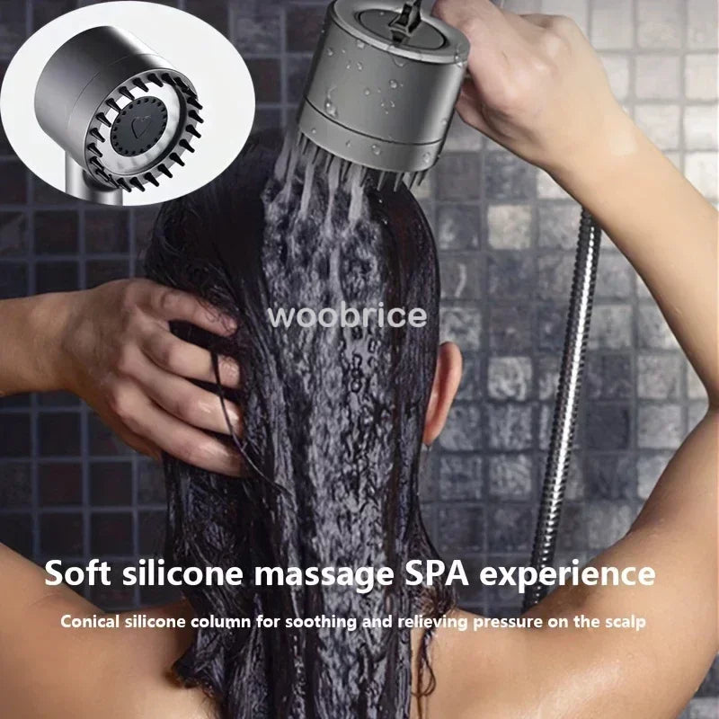 "High-Pressure Shower Head with 3 Modes | Strong Current, Shower Filter, and Massage Brush | Ideal for Bathroom Showers"