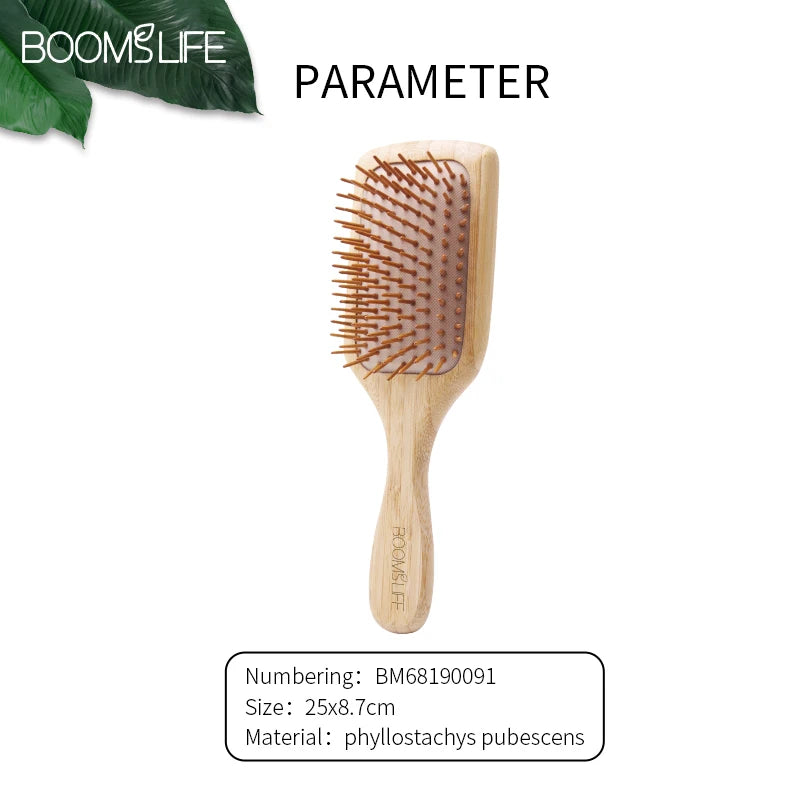 Bamboo Hair Brush Women Styling Detangling Wide Teeth Wood Comb for Hair Massage Scalp Anti-static Hair Combs Curly Girl Method