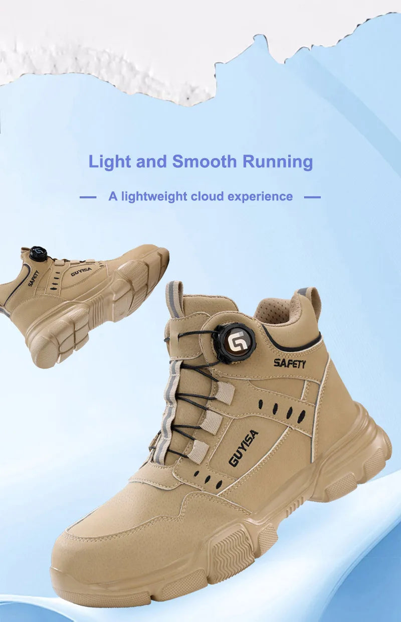 Men Rotating Button Labor Protection Shoes Anti-smash Anti Puncture Safety Shoes Work Boots Steel Toe Shoes Indestructible Shoes