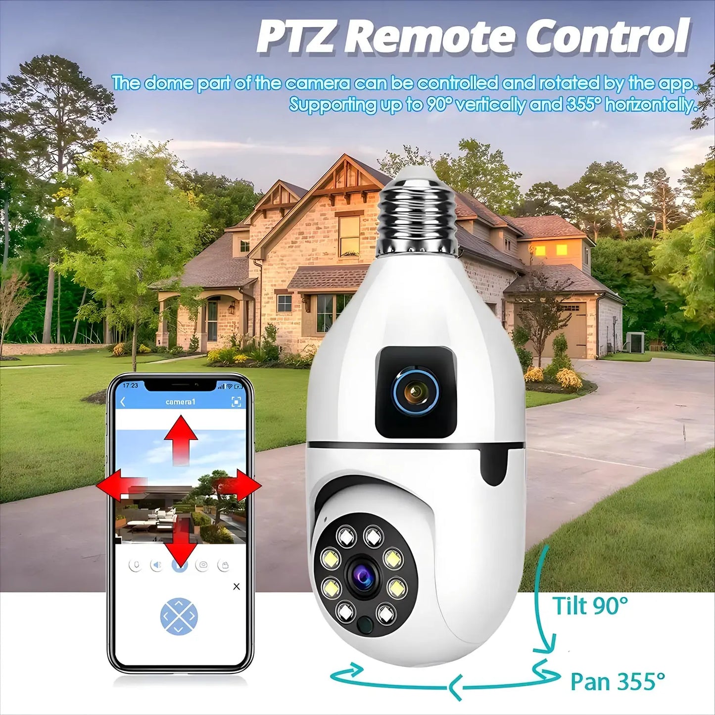 1080P Bulb WiFi Camera Surveillance IP Camera 2 Lens Night vision Video Anti-theft Remote Security Monitor Outdoor Indoor