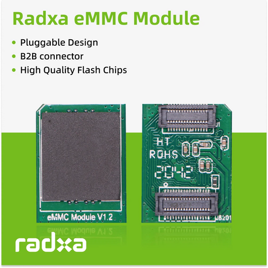 Radxa eMMC Module, Up to 128GB, Compatible with Radxa SBCs, Pluggable, High Quality Storage Chips