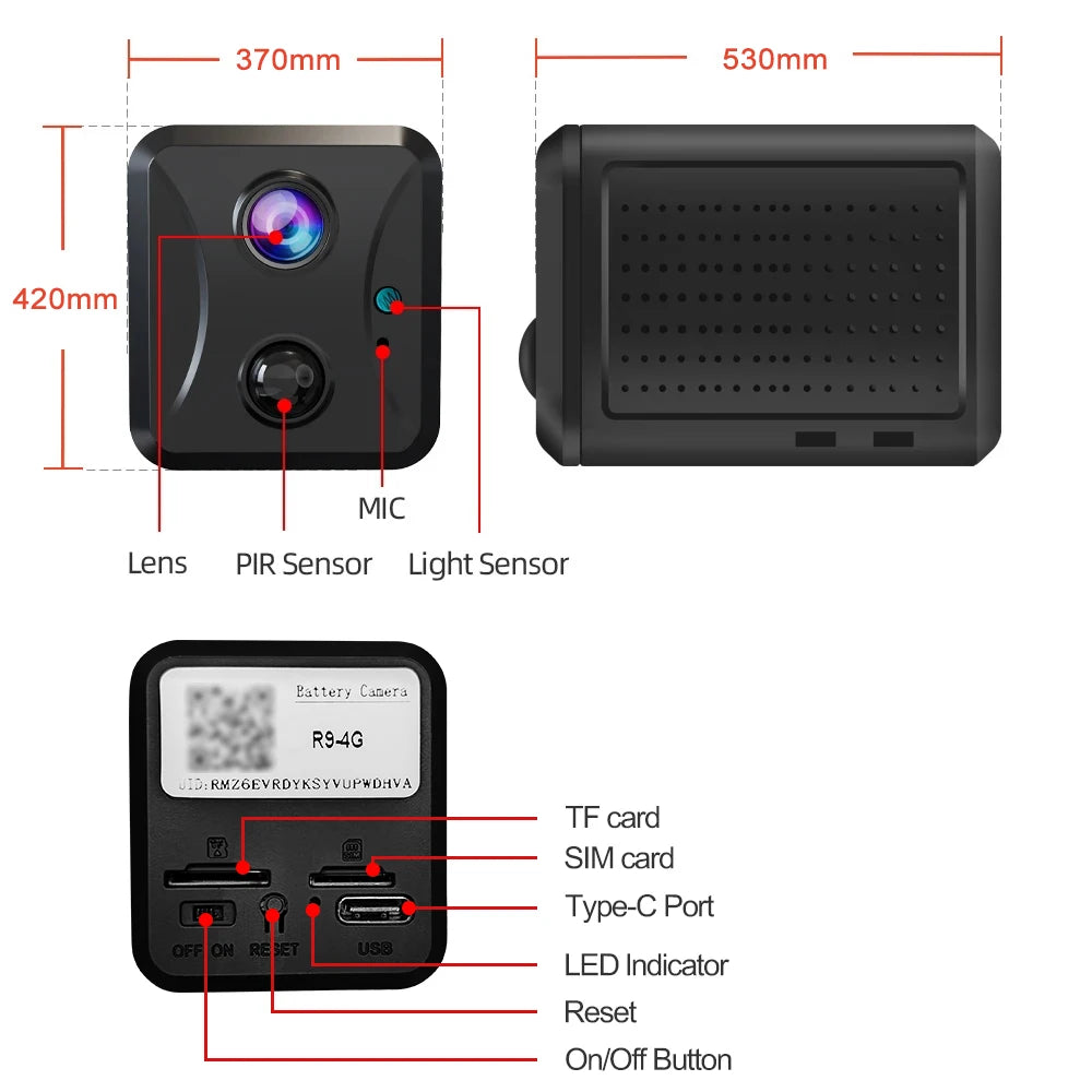 PEGATAH Mini 4G Security Camera SIM Card or 5MP Wifi IP Cam 2400mAh Low Power Voice Intercom CCTV Surveilance Camera Ubox App