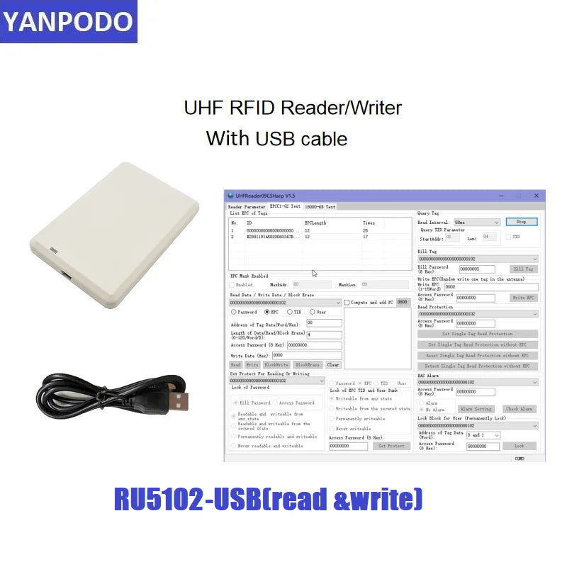 قارئ وكاتب RFID UHF لسطح المكتب ISO18000 6C 6B بتردد 860 ميجا هرتز إلى 960 ميجا هرتز لنسخ البطاقات واستنساخ EPC GEN2 مع تطوير SDK