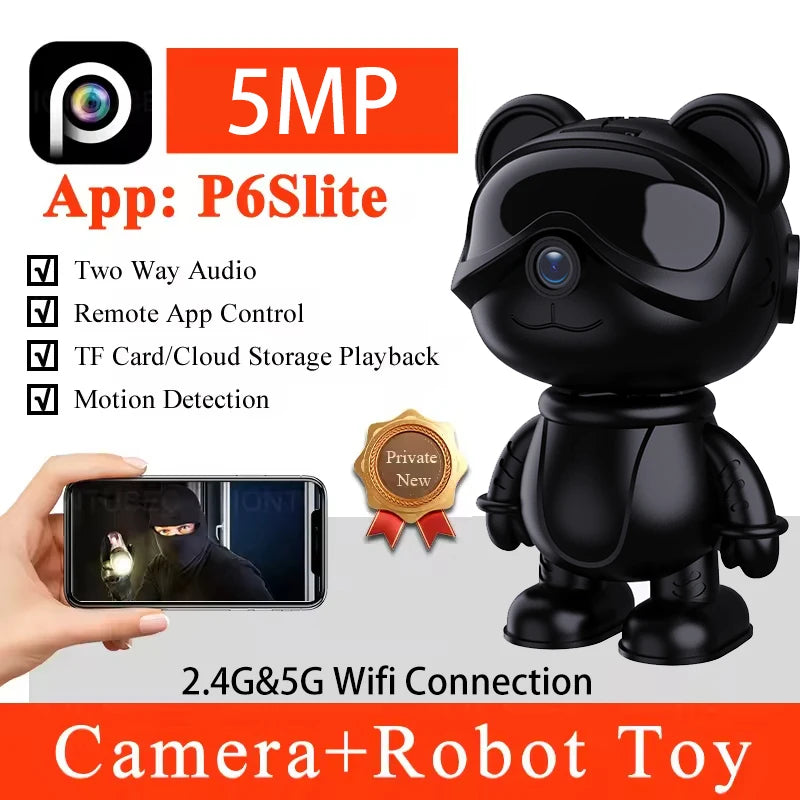 5MP Wifi Indoor PTZ Wireless Security Tiger Cam 5G WIFI Baby Cry Detection IR Night Vision Two Way Audio Auto Tracking CCTV Cam