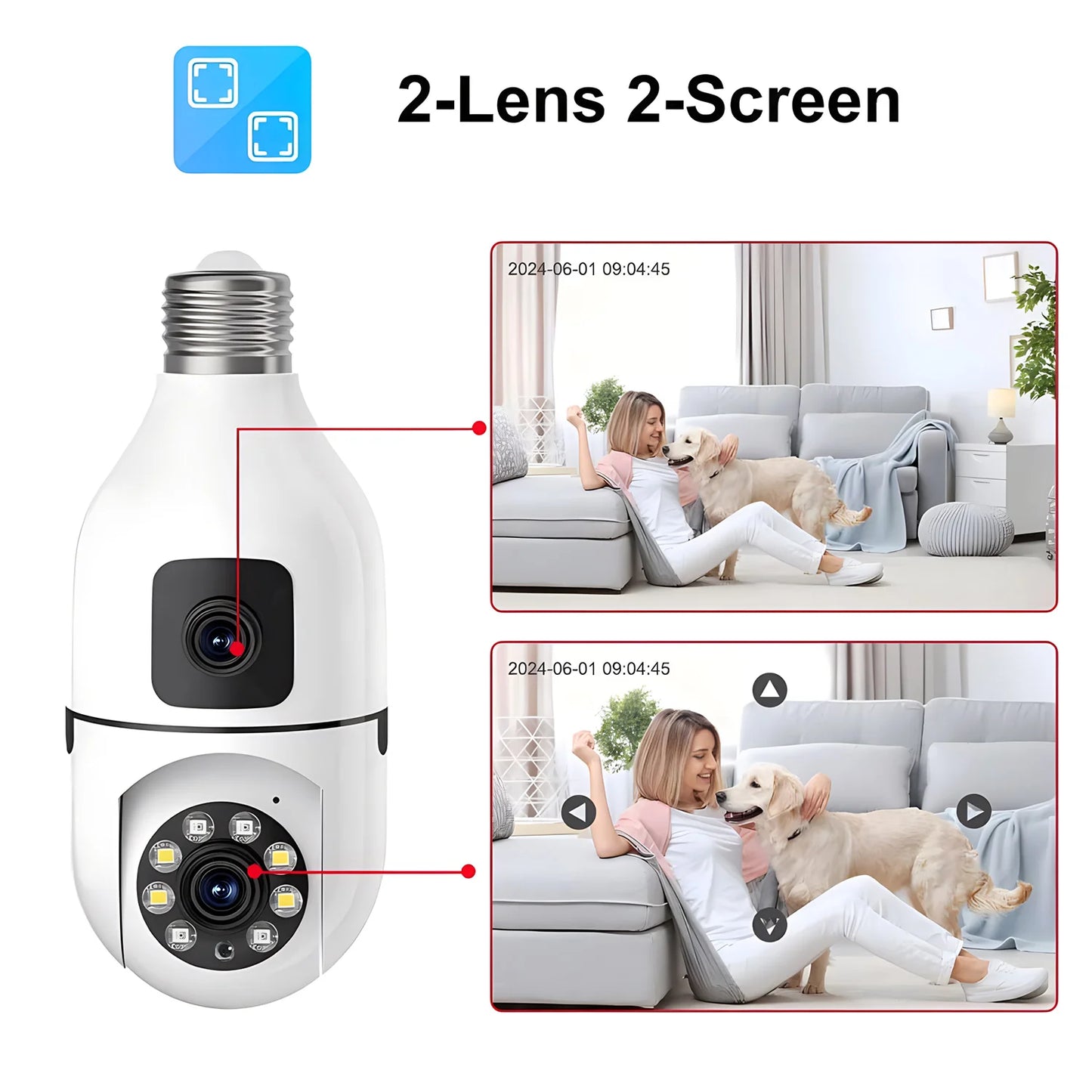 1080P Bulb WiFi Camera Surveillance IP Camera 2 Lens Night vision Video Anti-theft Remote Security Monitor Outdoor Indoor