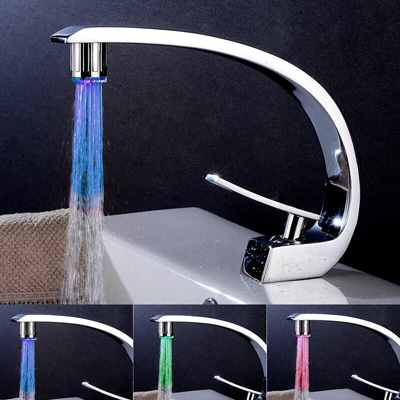 Kitchen LED Temperature Sensitive Light-up Faucet Aerator Tap Nozzle Shower Bathroom Glow Water Saving Power Faucet Kit 3 Colors