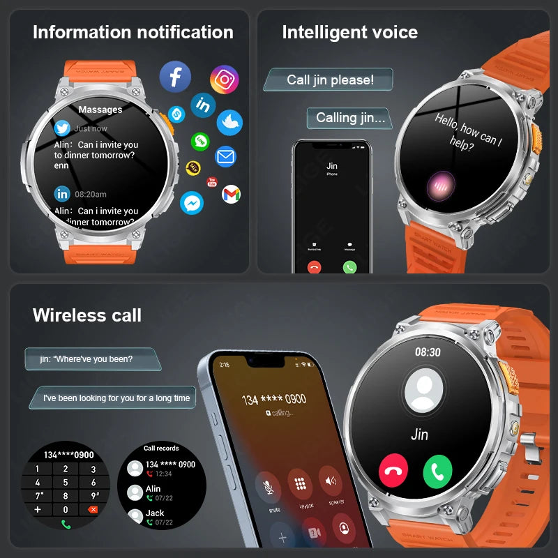 "LIGE Smart Watch for Men | Flashlight, BT Call, Fitness & Health Monitor | 730mAh Battery, Compatible with Android & iOS"