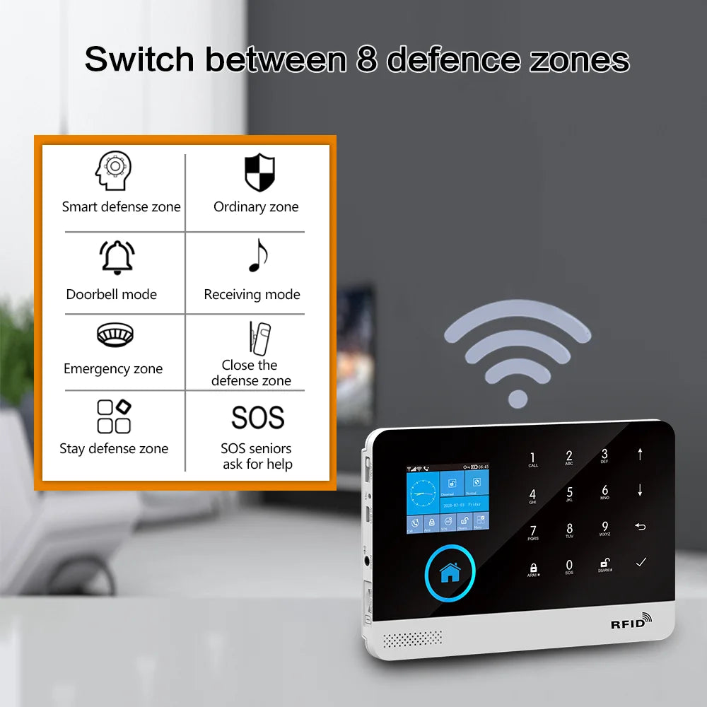 4G GSM Wifi Wireless Home Alarm System Tuya Smart Home Child Safety protection Camera Anti-theft Smart Life App Works with ALexa