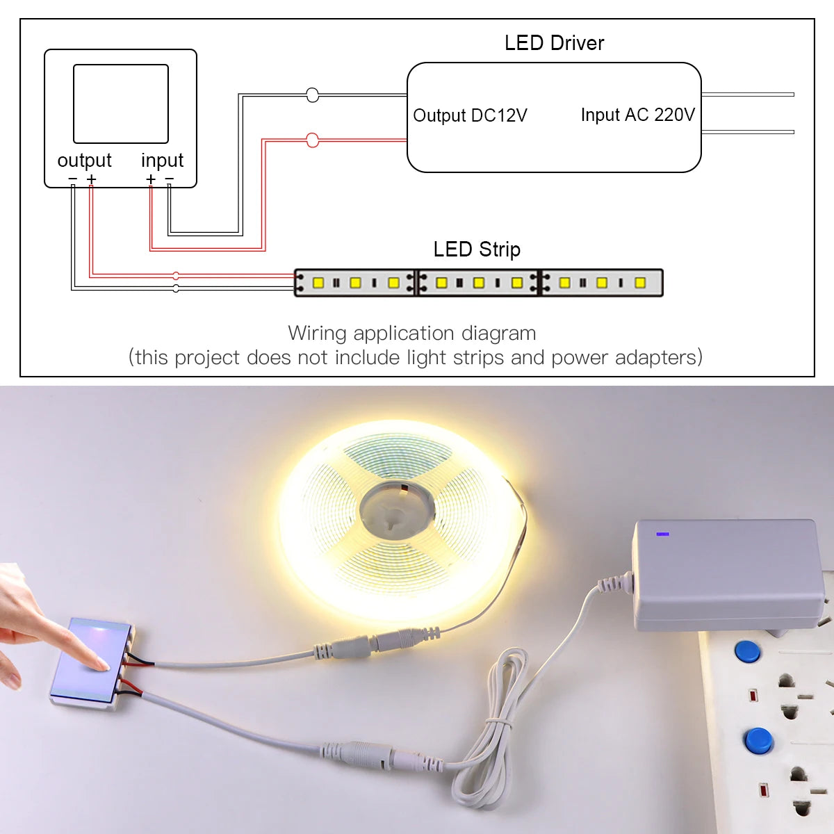 12V 5A Bathroom Mirror LED Dimmer Switch Capacitive CCT Adjustable Touch Sensor Switch For Mirror Light Backlight Decoration