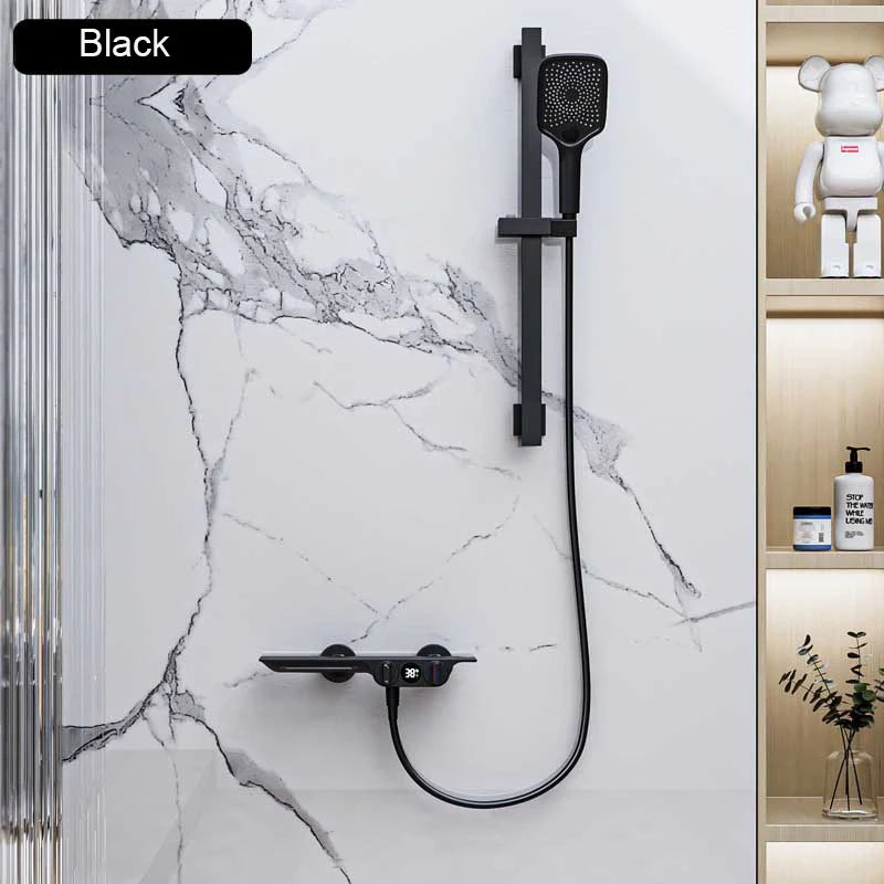 Wall Mounted Bathtub Faucet Two Function Long Large Shelf  Temperature Display Water Flow Generate Electricity