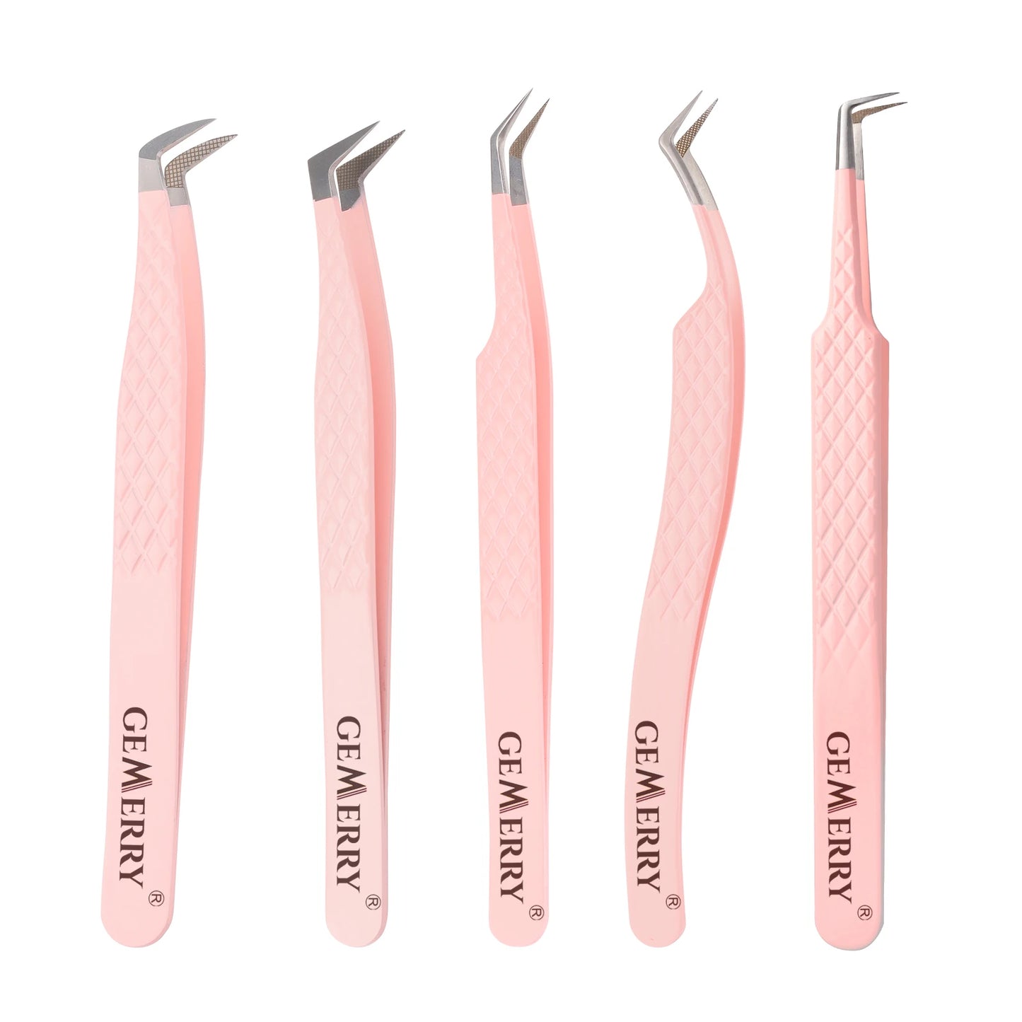 Gemerry 1 pcs Pink Stainless Steel Tweezers Eyelash Extensions High Precision Anti-static Tweezers with Fiber Tips Makeup Tools