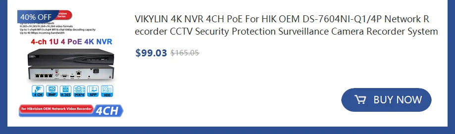 VIKYLIN for hikvision OEM 5MP 8MP IP Camera Smart Hybrid Light Human Vehicle Detection Alarm POE Security Camera Home CCTV IP67