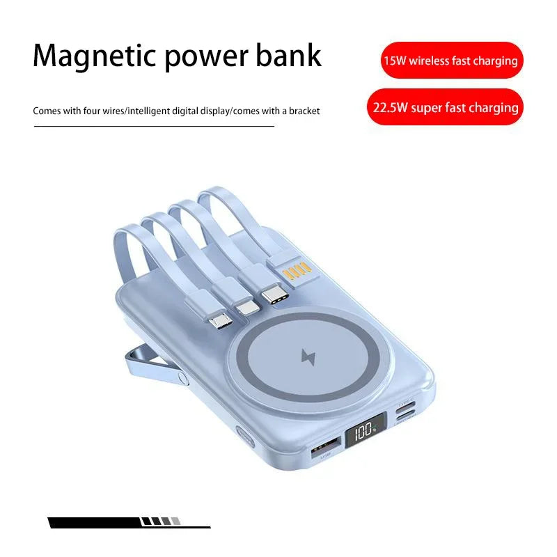 50000mAh Magnetic Power Bank PD 30W 20W Spare Battery External Wireless Fast Charge for Xiaomi 14 Samsung S24 Powerbank New