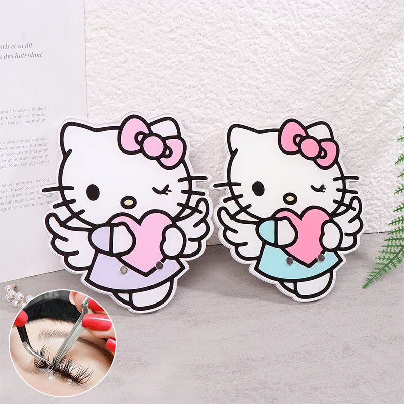 Sanrio Hello Kitty Shape Magnetic Suction False Lashes Tray Holder Acrylic Eyelash Extension Display Board Makeup Tools