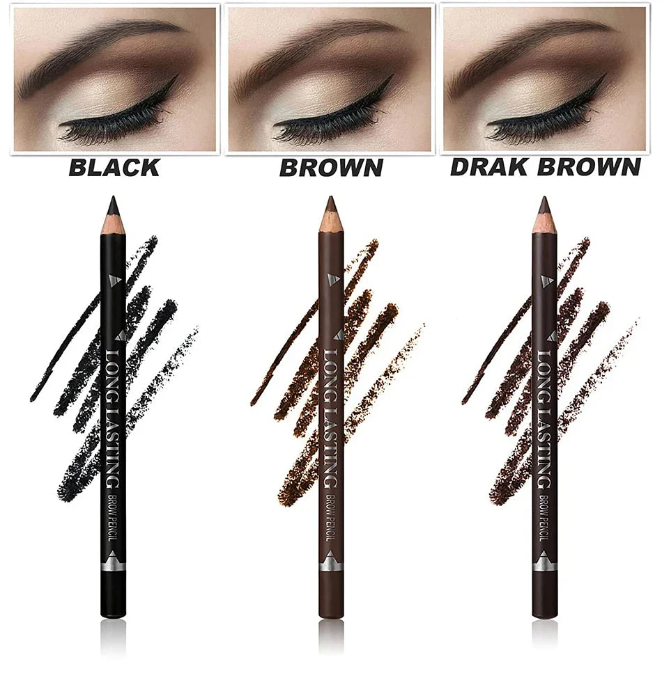 6/12Pcs Waterproof Eyebrow Pencil Easy Color Natural Black Brown Eye Makeup Pen Cosmetic Beginner Practice Eyebrow Beauty Tools