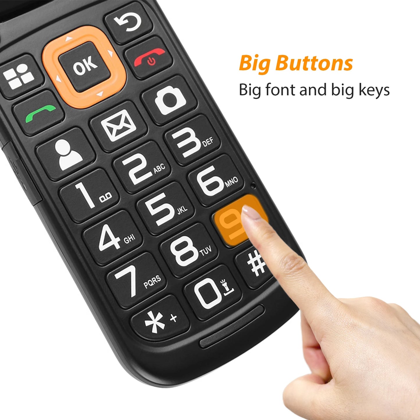 UNIWA V909T Flip Phone 4G Dual Screen Single Nano Cellphone Big Push-Button Mobile Phone for Elderly 2250mAh Russian Keyboard