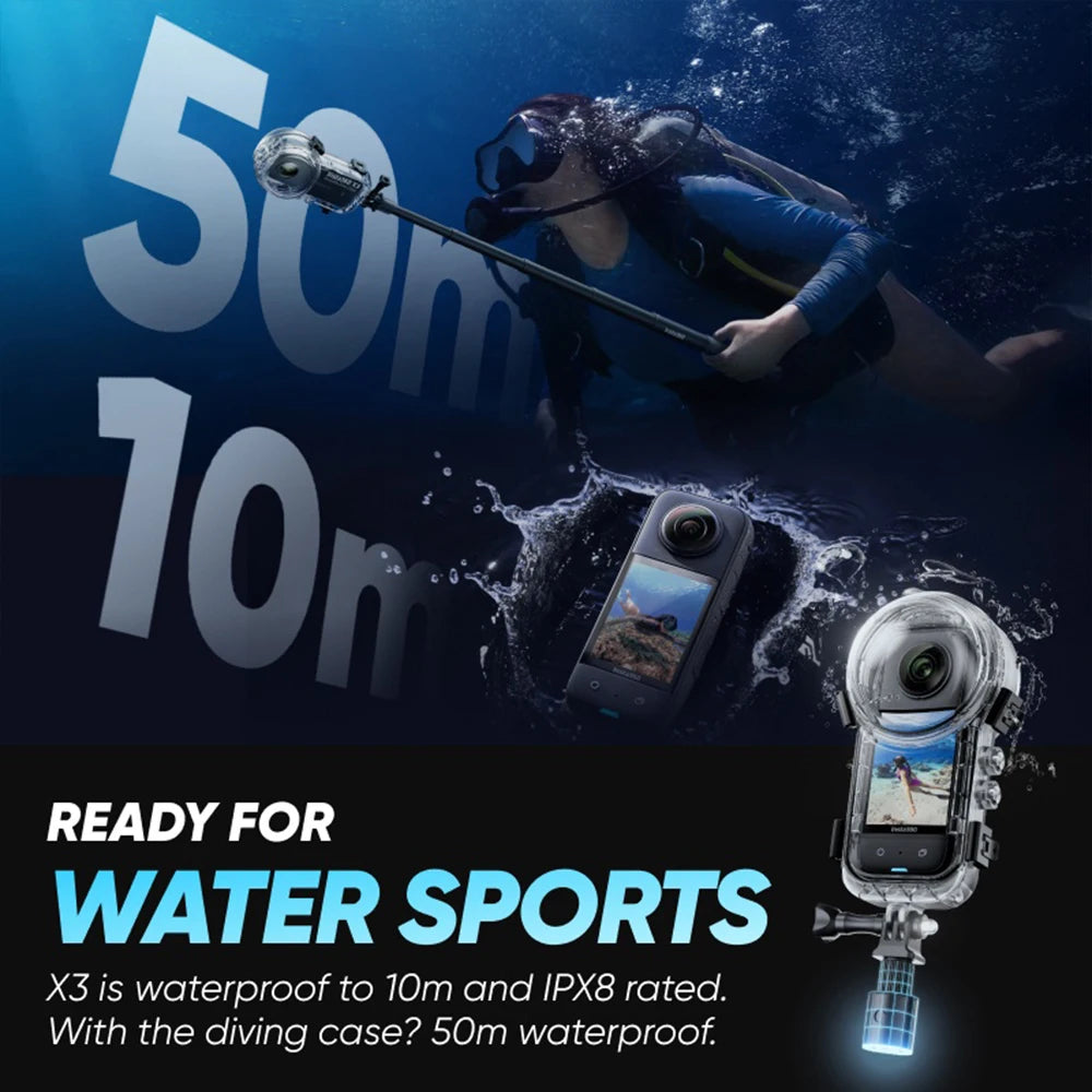 Dive Case For Insta360 X3 Waterproof Housing Cover Underwater Protector Fully Invisible Diving Shell Camera Accessories