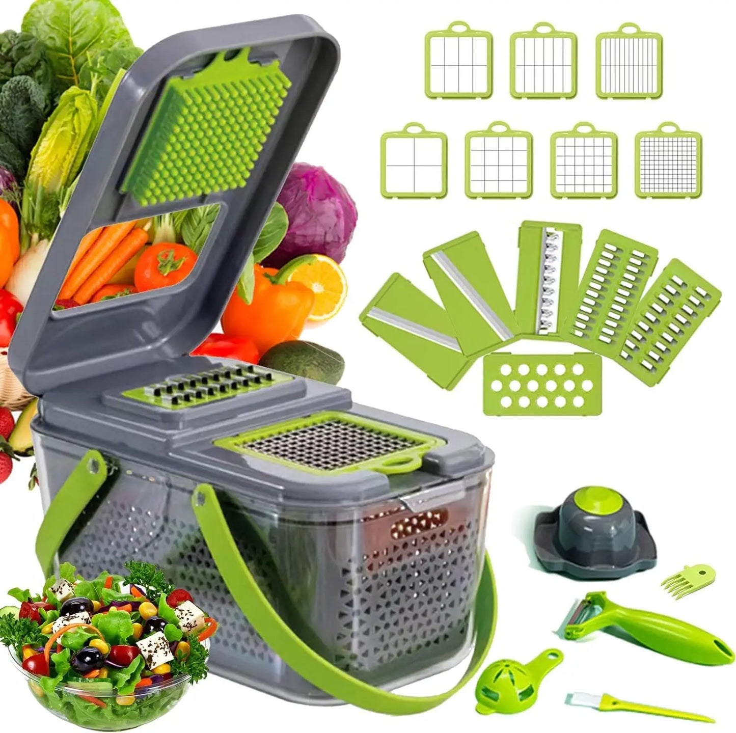 Vegetable Slicer, Multifunctional Vegetable Chopping Machine Home Kitchen Outdoor Picnic Salad Chopping Tool