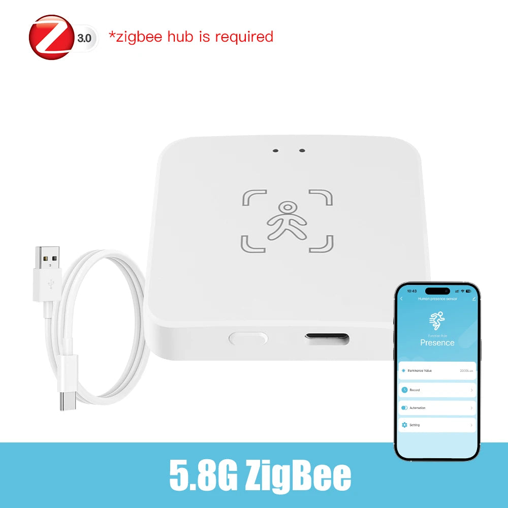 Tuya WiFi /Zigbee Human Presence Detector Smart Human Body Sensor MmWave Radar Microwave Motion Sensor Intensity Detect 5.8G 24G