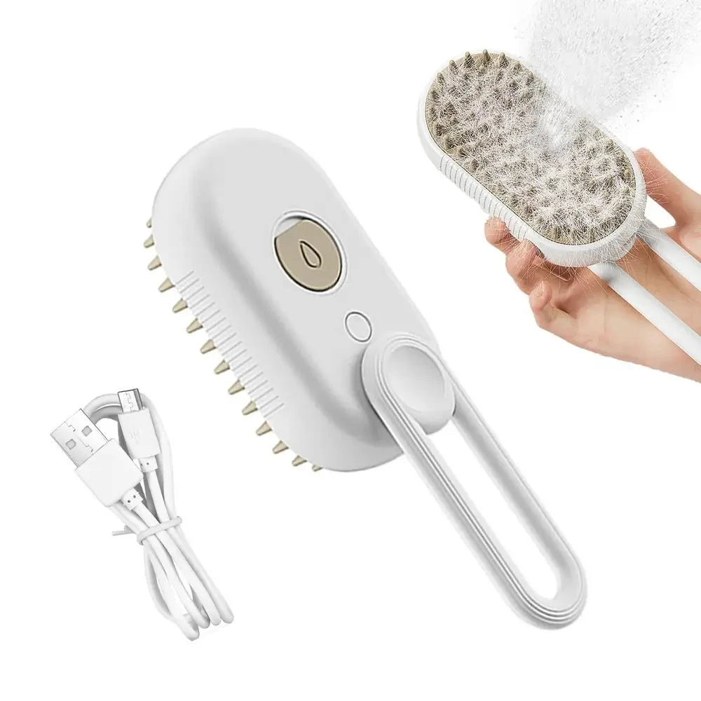 Steamy Dog Brush Electric Spray Cat Hair Brush 3 In1 Dog Steamer Brush For Massage Pet Grooming Removing Tangled And Loose Hair