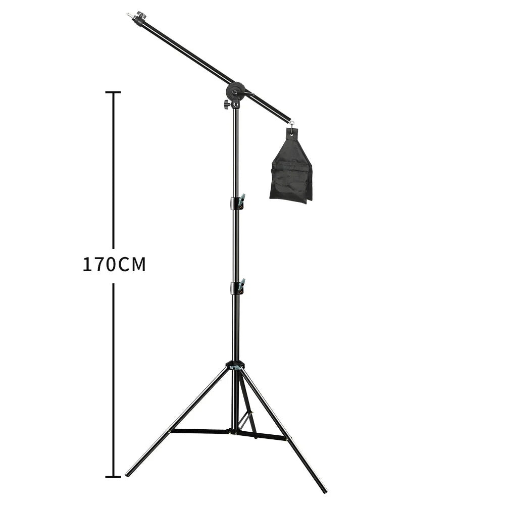 Photo Studio Adjustable Cantilever Stand Cross Arm With Sand Bag Pivot Clamp Use For Light Stand Accessories Extension Rod 135CM