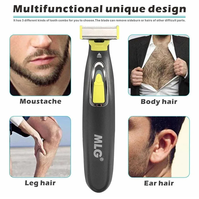 YS00123- MLG USB Rechargeable Waterproof Washable Rechargeable Electric Shaver Beard Razor Body Trimmer Men Shaving Machine Hair