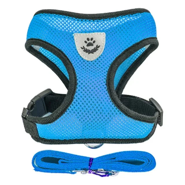 Pet Harness Adjustable Vest Walking Traction Rope Set for Dog Collar Breathable Mesh Harness for Small Medium  Cat Collar