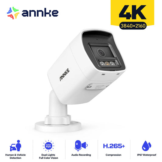 ANNKE POE 8MP 4K IP Camera POE Outdoor Waterproof H.265 Security Surveillance Bullet CCTV Camera Motion Detection Home Camera