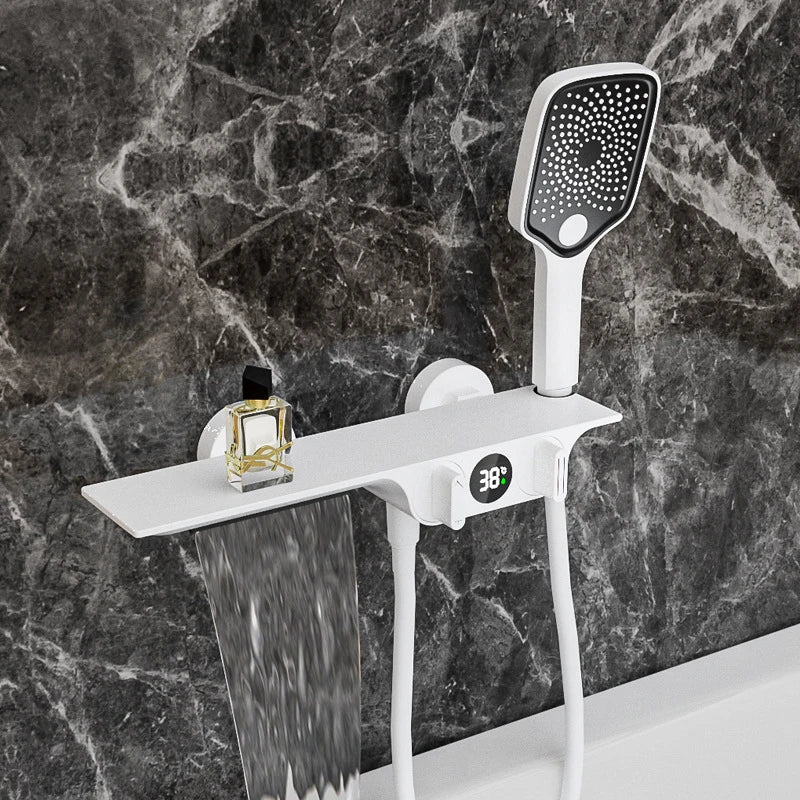 Wall Mounted Bathtub Faucet Two Function Long Large Shelf  Temperature Display Water Flow Generate Electricity