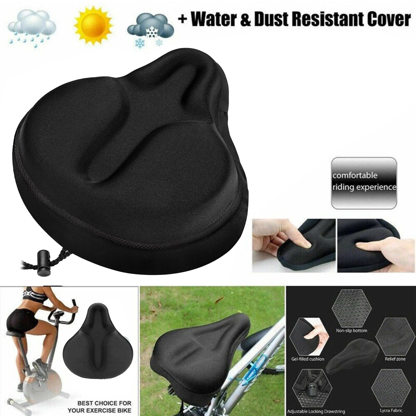 Bicycle Cushion Seat Cover 3D Gel Saddle Pad Padded Soft Extra Comfort Bike Saddle Cover For Mountain Road Bikes