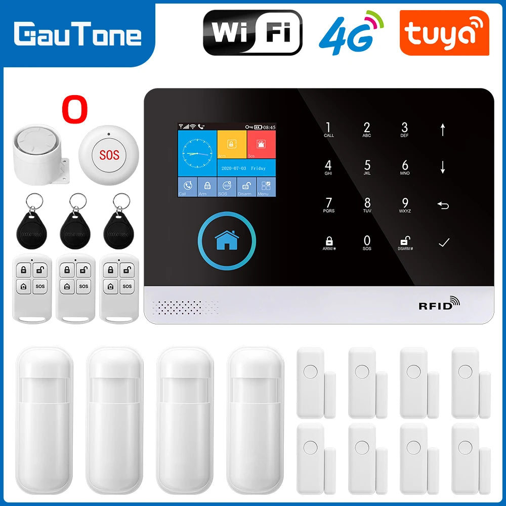 4G GSM Wifi Wireless Home Alarm System Tuya Smart Home Child Safety protection Camera Anti-theft Smart Life App Works with ALexa