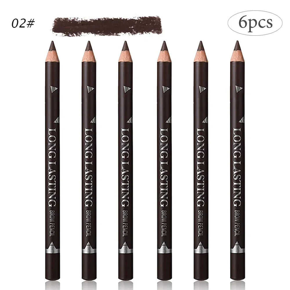 6/12Pcs Waterproof Eyebrow Pencil Easy Color Natural Black Brown Eye Makeup Pen Cosmetic Beginner Practice Eyebrow Beauty Tools