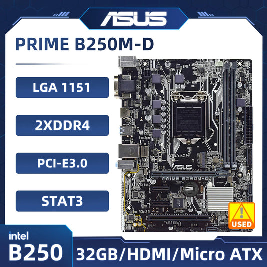 Asus PRIME B250M-D Motherboard Intel B250 LGA 1151 DDR4 32GB M.2 support Core i5-6500 G3930 7100 6400 6600 7500 6700 7700 G4560