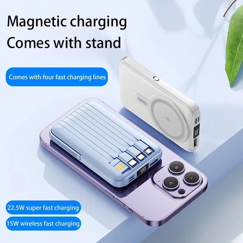 50000mAh Magnetic Power Bank PD 30W 20W Spare Battery External Wireless Fast Charge for Xiaomi 14 Samsung S24 Powerbank New