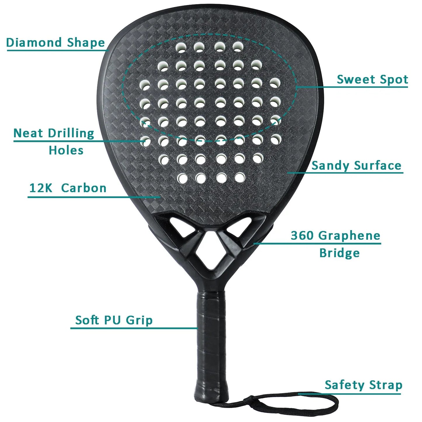 AMASPORT Professional 3/12/18K Carbon Padel Racket Tennis Paddle EVA SOFT 38mm Tenis Padel Raquete Diamond Shape