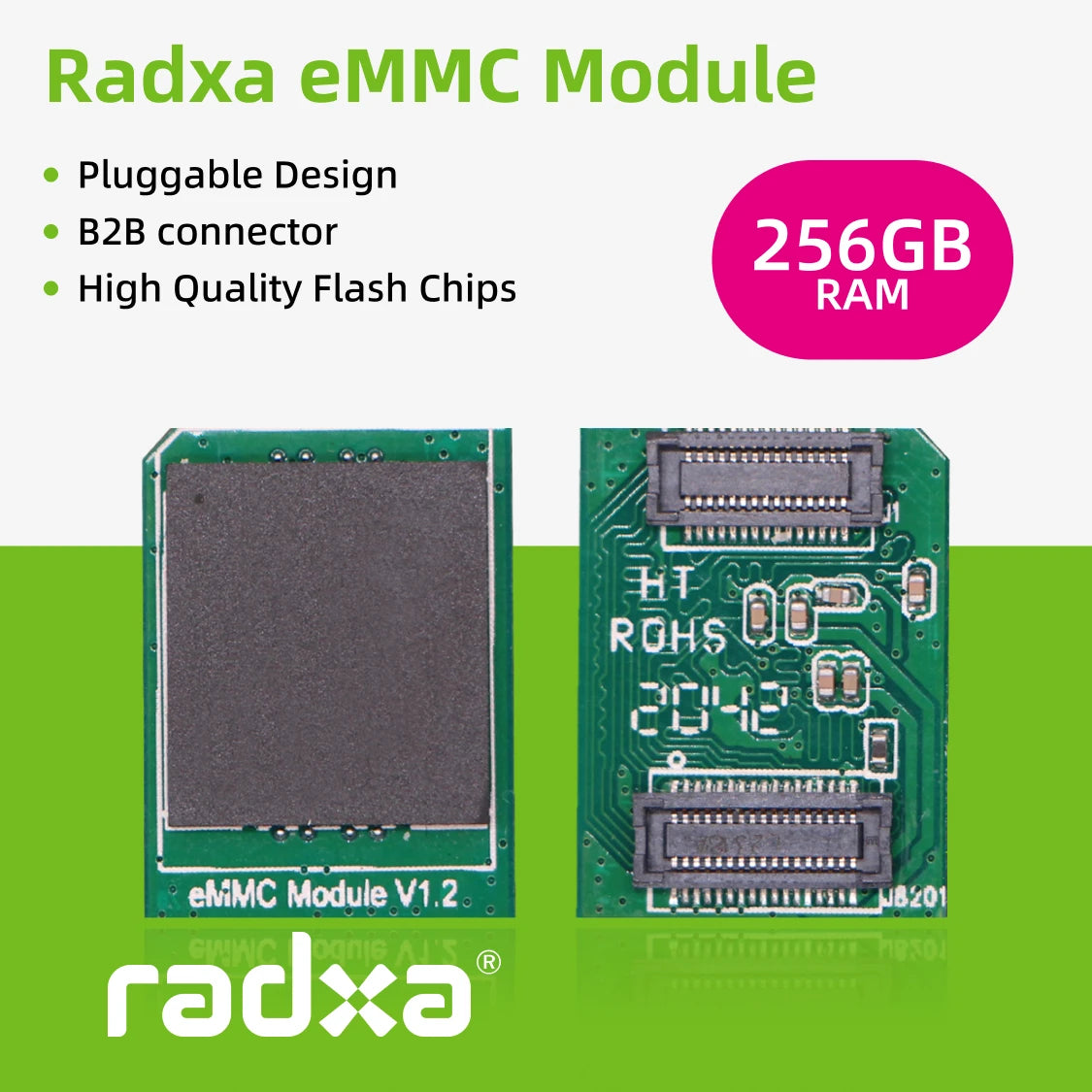 Radxa eMMC Module, Up to 128GB, Compatible with Radxa SBCs, Pluggable, High Quality Storage Chips