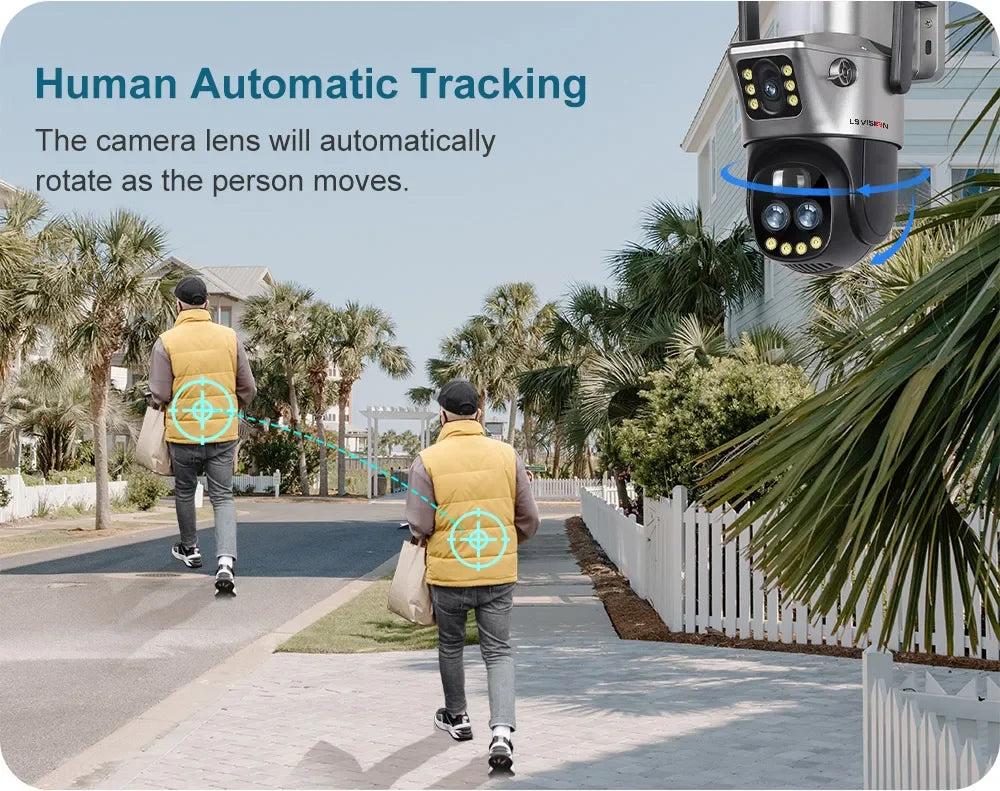 كاميرا LS VISION 6K 12MP 10x Zoom 4G تعمل بالطاقة الشمسية خارجية WiFi PTZ شاشة مزدوجة إنذار الضوء الأحمر والأزرق تتبع تلقائي كاميرات المراقبة