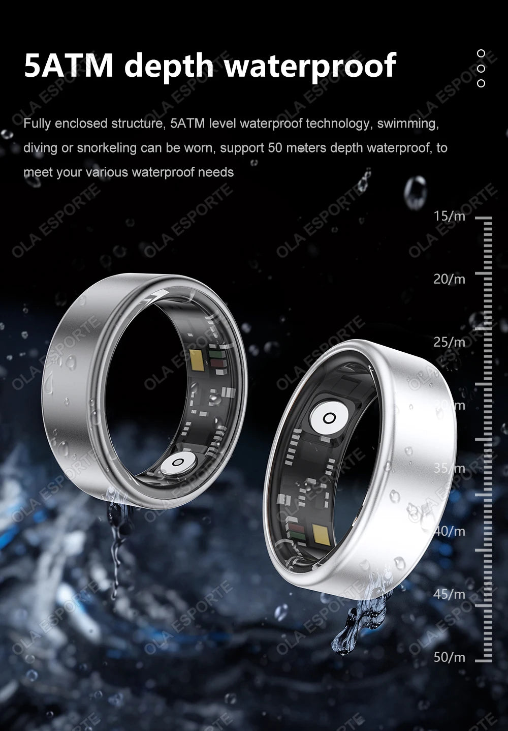 2024 New Smart Ring Men Women Military Grade Titanium Steel Shell Sleep Health Monitoring IP68&3ATM Waterproof Multi-sport Modes