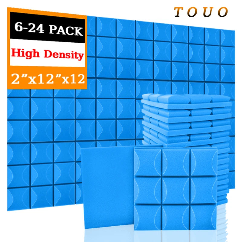 TOUO Acoustic Foam Panels 6-24 Pcs Soundproof Foam Wall Panels Studio Sound Proof Foam Soundproofing On The Wall KTV Room