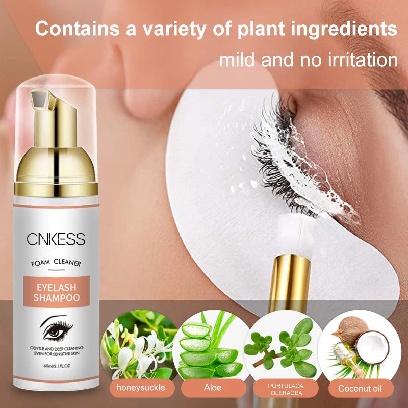 CNKESS 60ml eyelash hair beauty care makeup tools Eyelash extension shampoo bottle handmade synthetic manufacturers wholesale