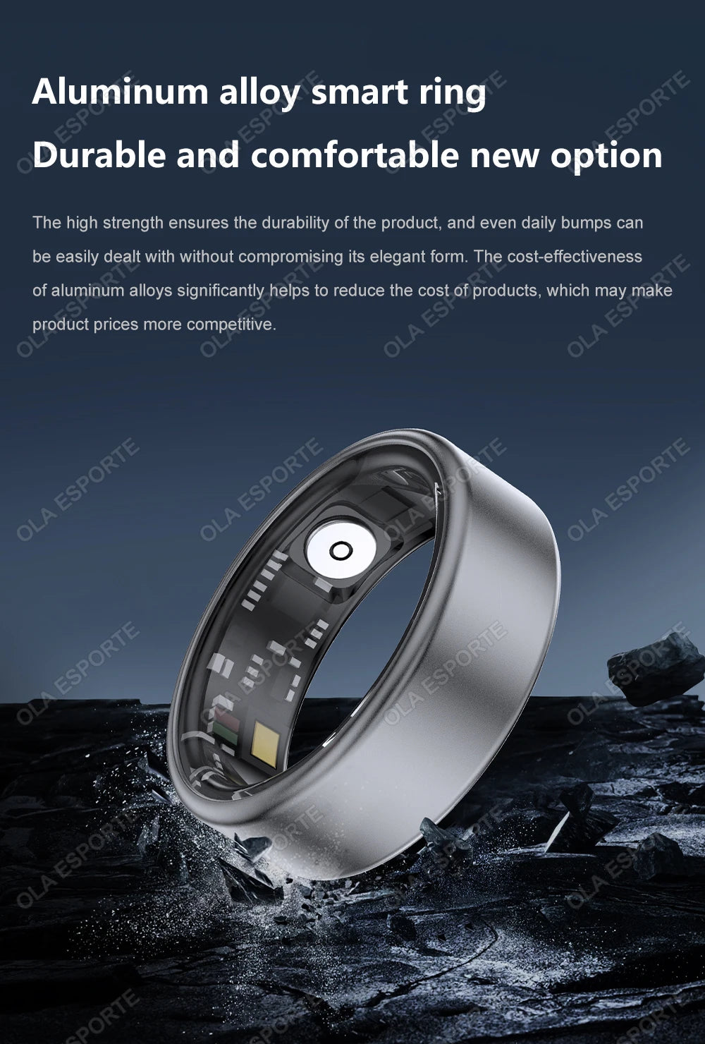 2024 New Smart Ring Men Women Military Grade Titanium Steel Shell Sleep Health Monitoring IP68&3ATM Waterproof Multi-sport Modes