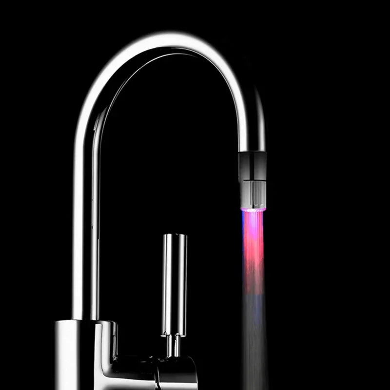 Kitchen LED Temperature Sensitive Light-up Faucet Aerator Tap Nozzle Shower Bathroom Glow Water Saving Power Faucet Kit 3 Colors